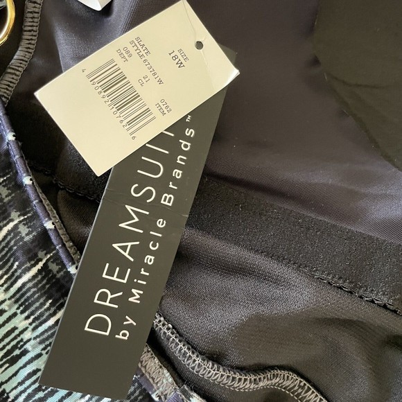 Dreamsuit Miraclesuits One Piece Swimsuit Cross Ruched Metallics Black Size 18W - Picture 6 of 8